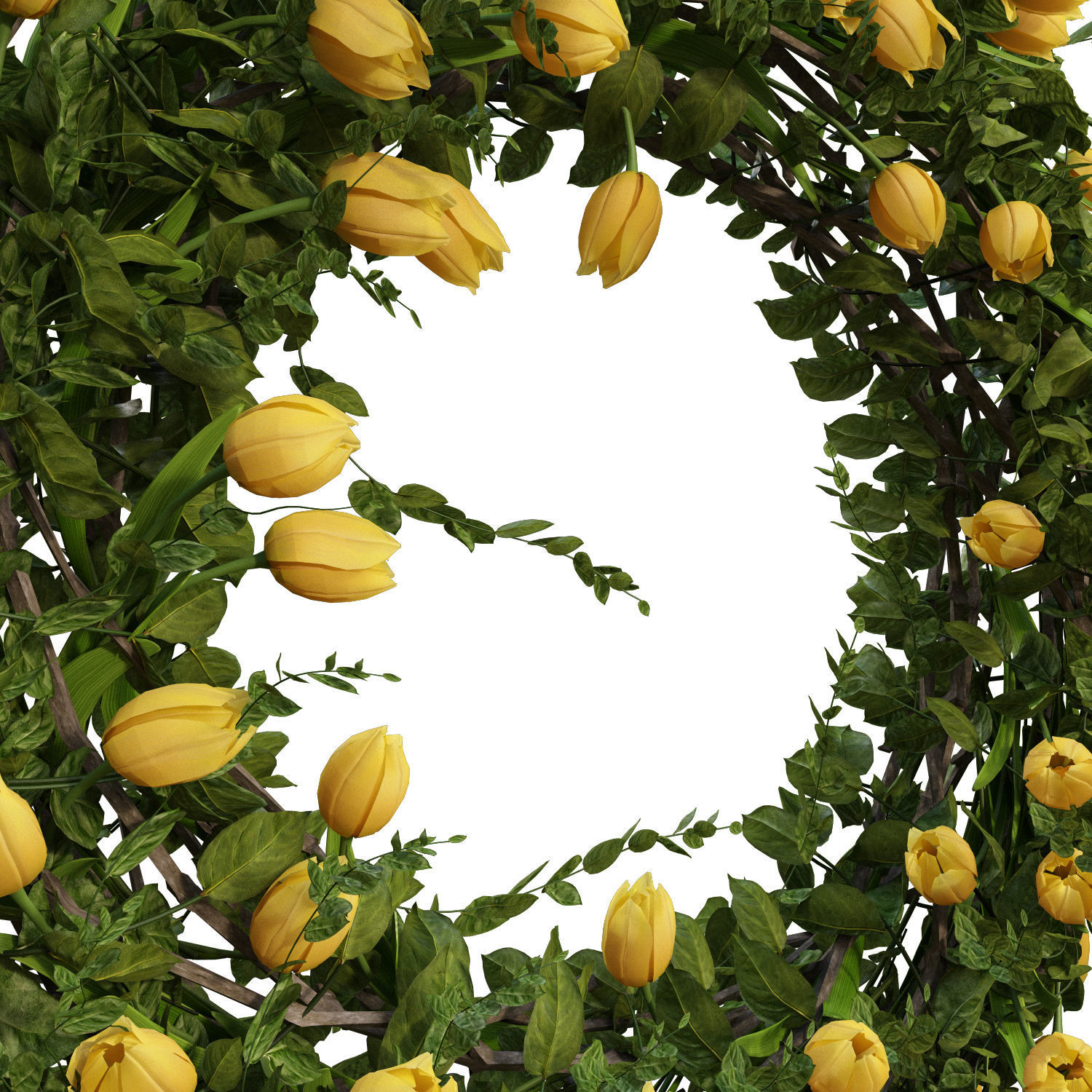 Vase with tulips and a wreath of tulips 01 3D model_6