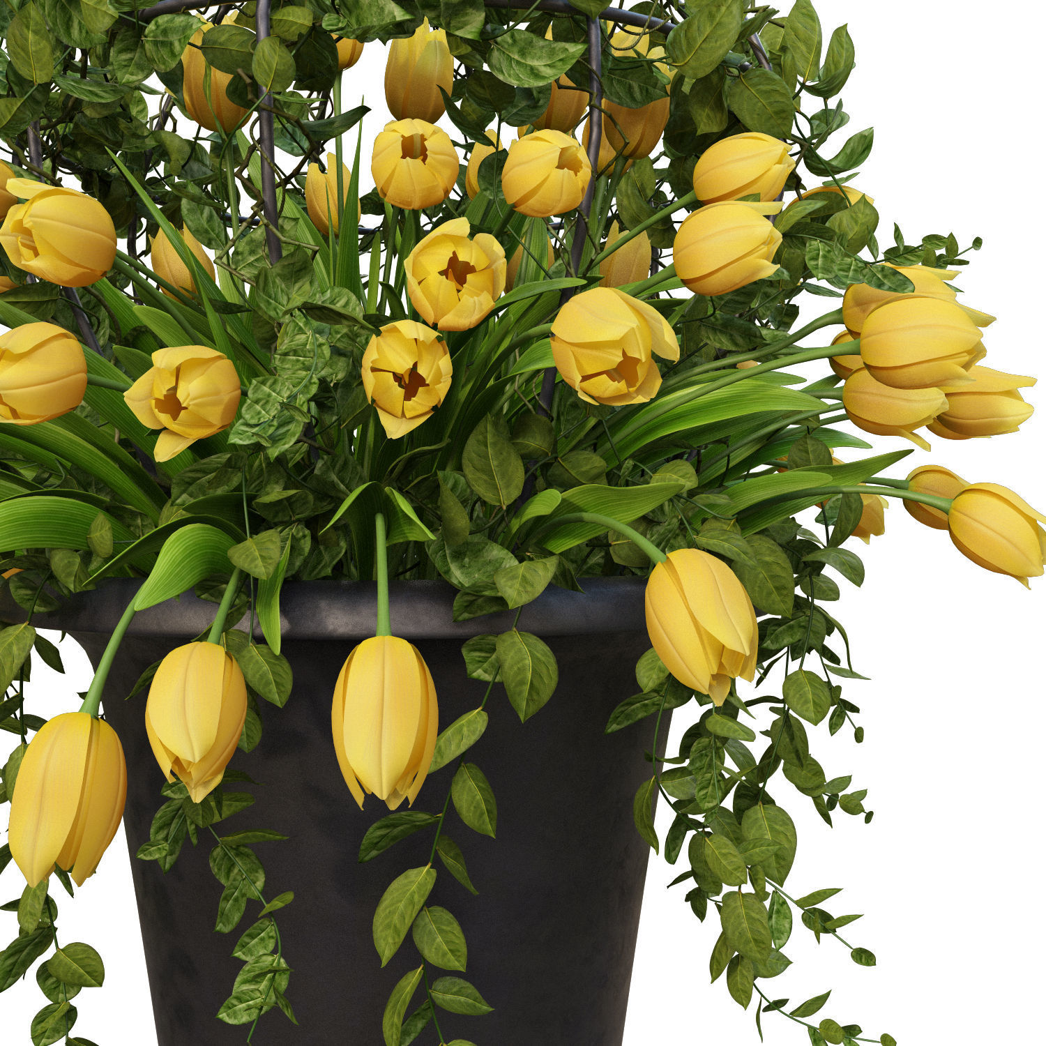 Vase with tulips and a wreath of tulips 01 3D model_5