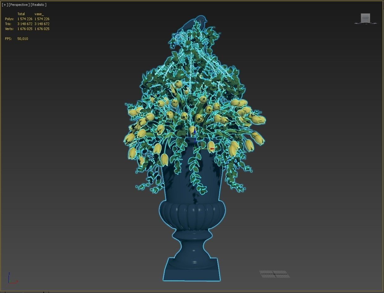 Vase with tulips and a wreath of tulips 01 3D model_25