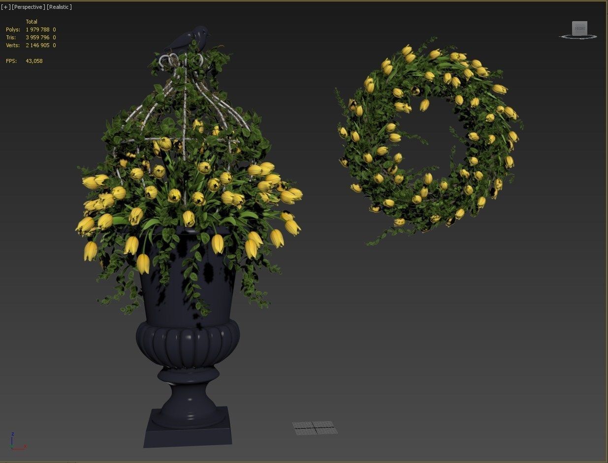 Vase with tulips and a wreath of tulips 01 3D model_14