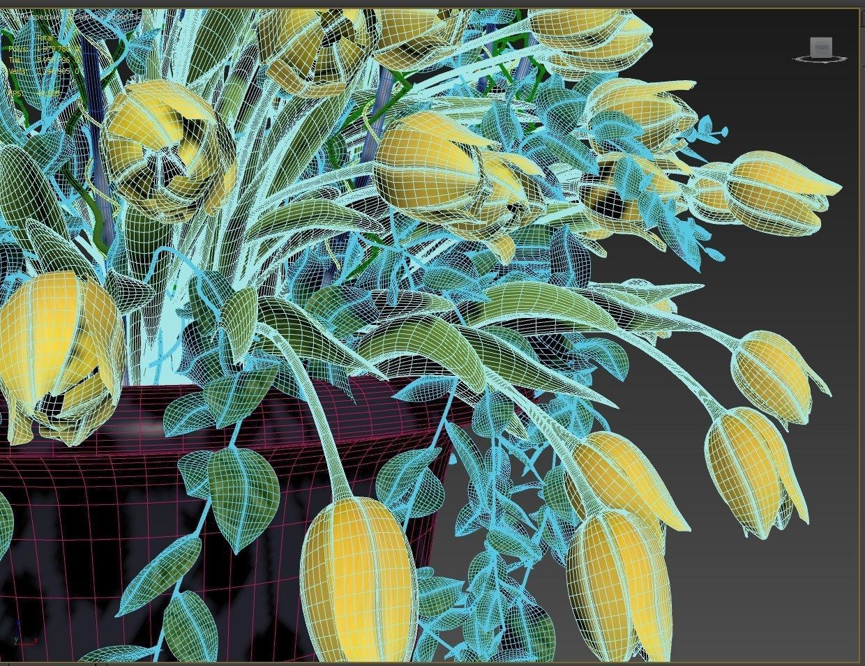 Vase with tulips and a wreath of tulips 01 3D model_19