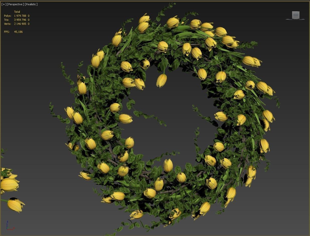 Vase with tulips and a wreath of tulips 01 3D model_17