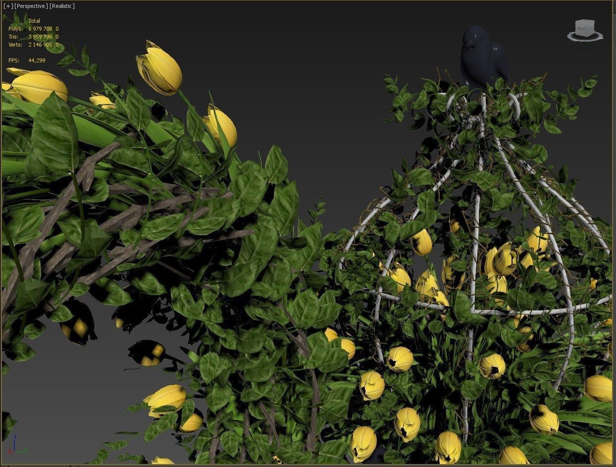 Vase with tulips and a wreath of tulips 01 3D model_22