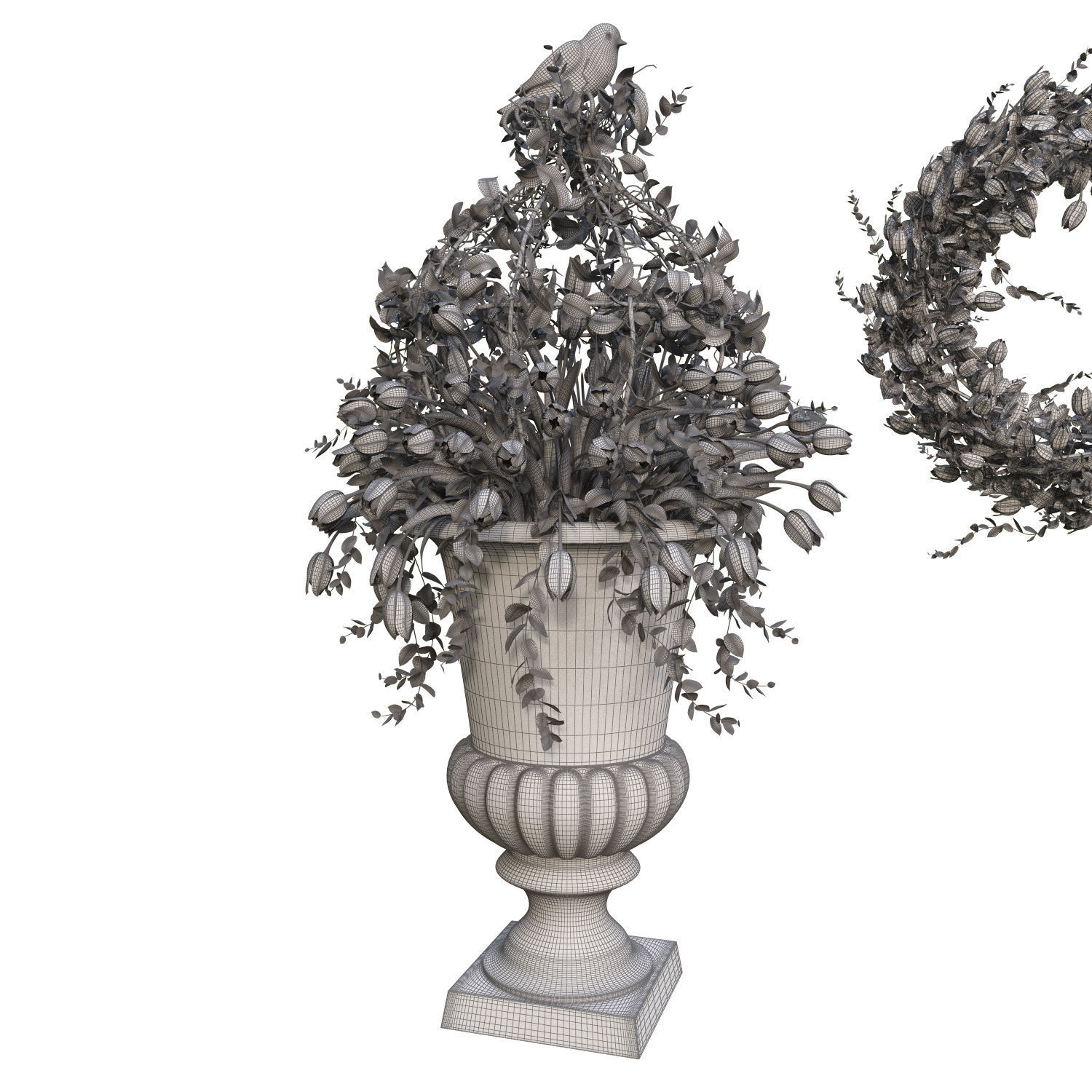 Vase with tulips and a wreath of tulips 01 3D model_10