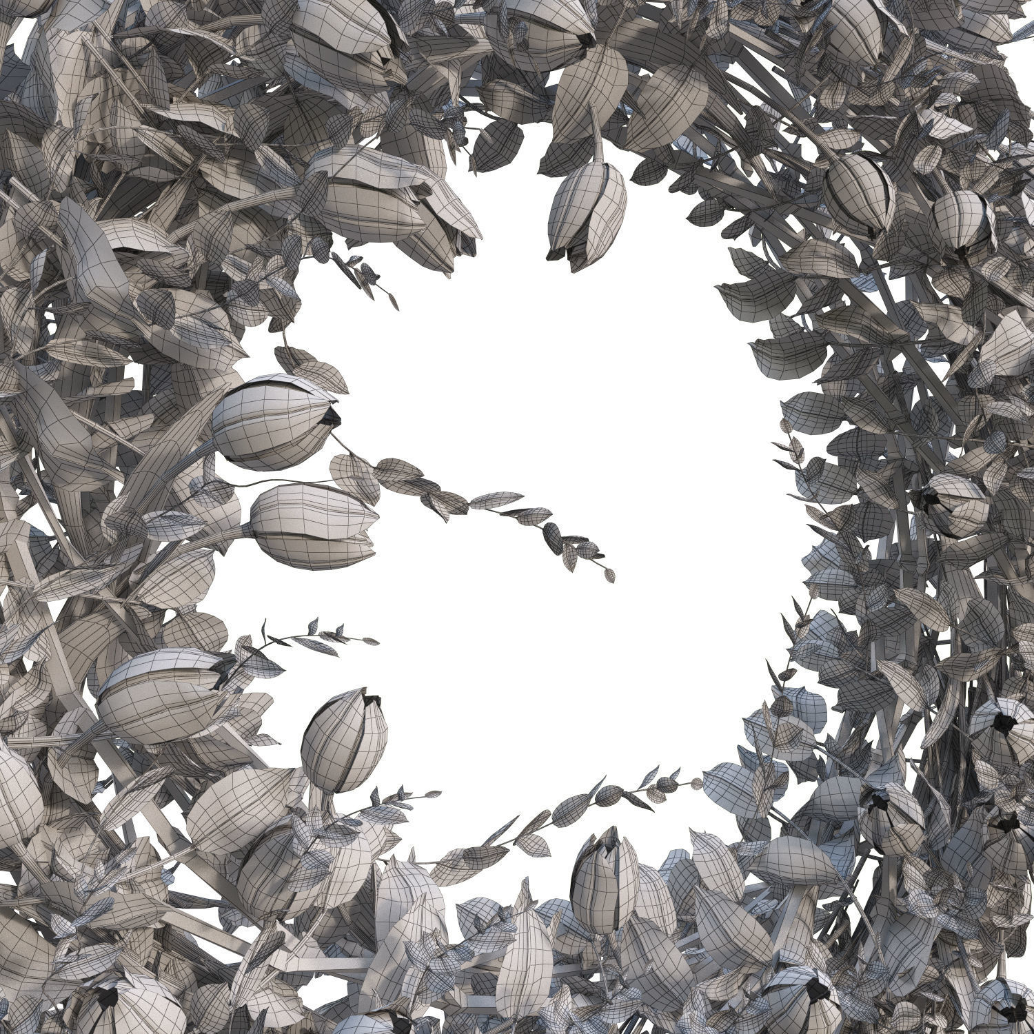 Vase with tulips and a wreath of tulips 01 3D model_12