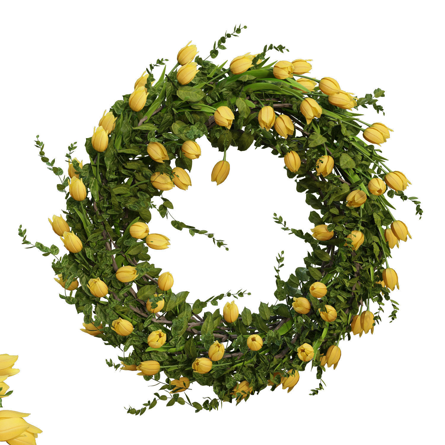 Vase with tulips and a wreath of tulips 01 3D model_2