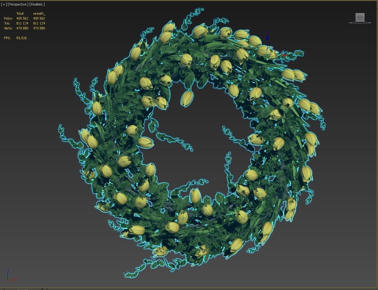 Vase with tulips and a wreath of tulips 01 3D model_26