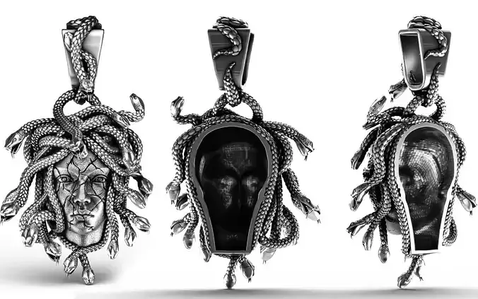 Medusa Light Weight Snake Face Pendant 3D print model