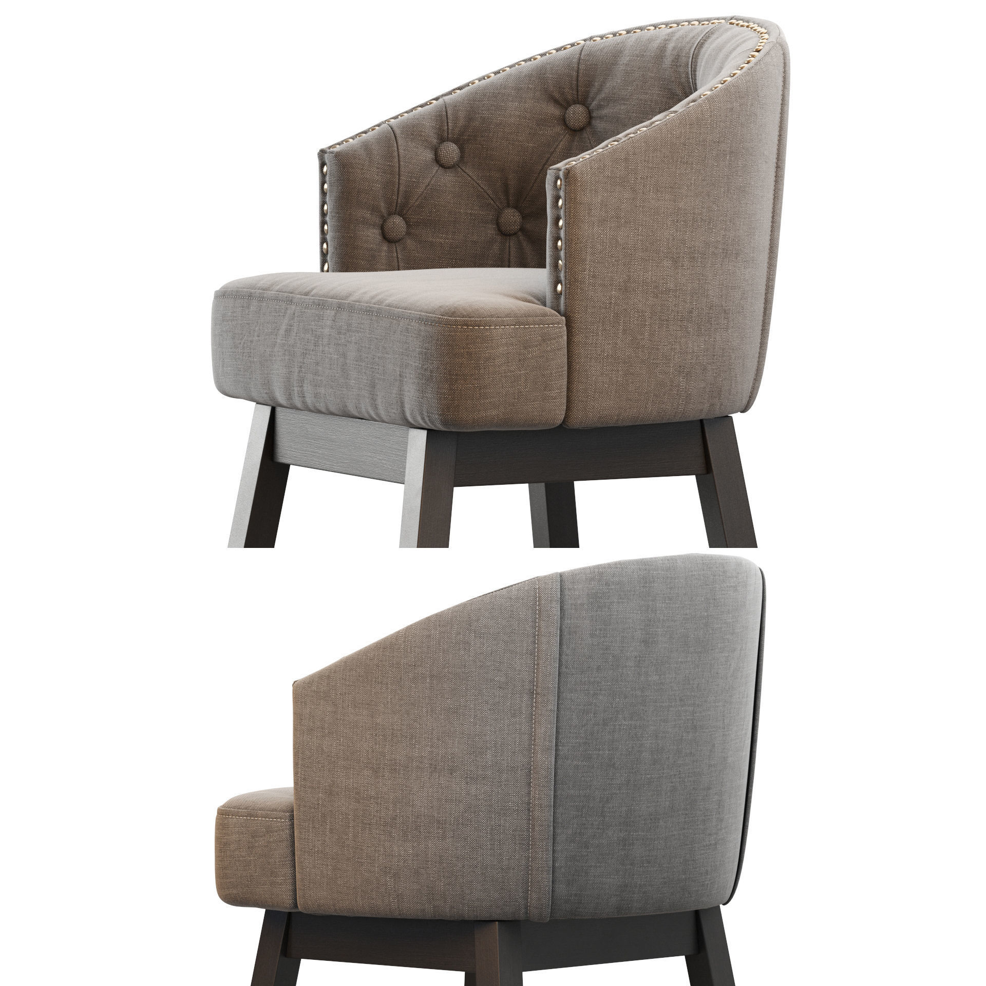 Westman Contemporary Tufted Swivel Barstools 3D model_29