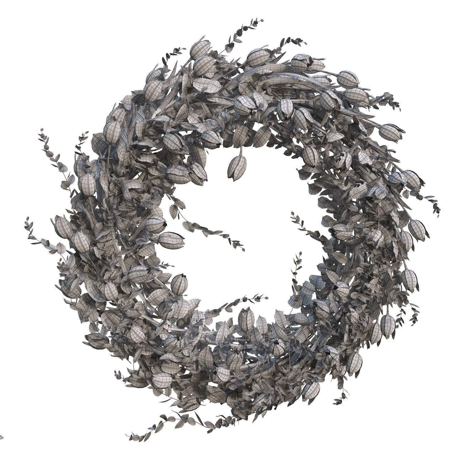 Vase with tulips and a wreath of tulips 02 3D model_13