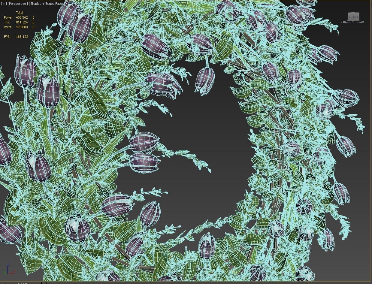 Vase with tulips and a wreath of tulips 02 3D model_18