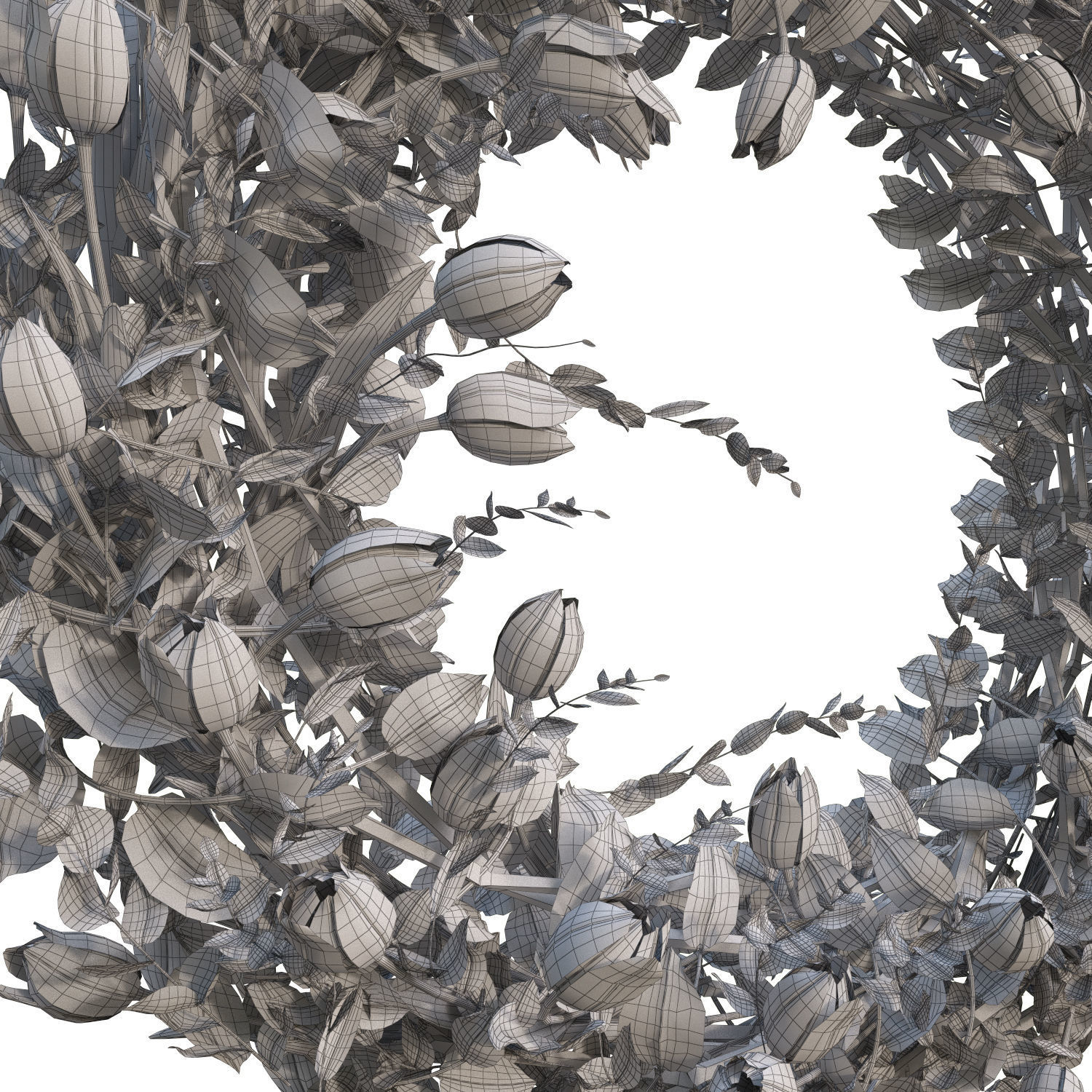 Vase with tulips and a wreath of tulips 02 3D model_12