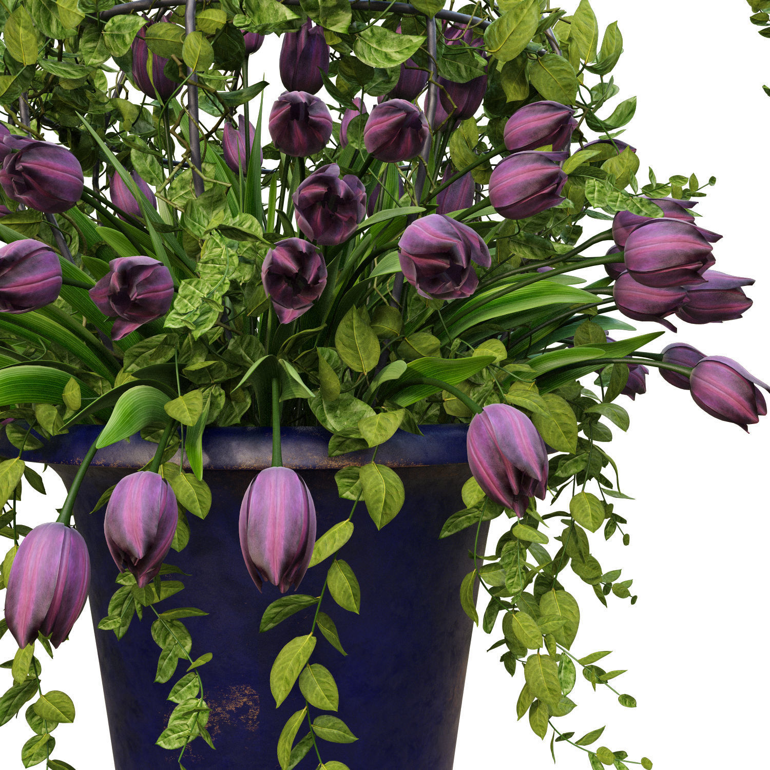 Vase with tulips and a wreath of tulips 02 3D model_5