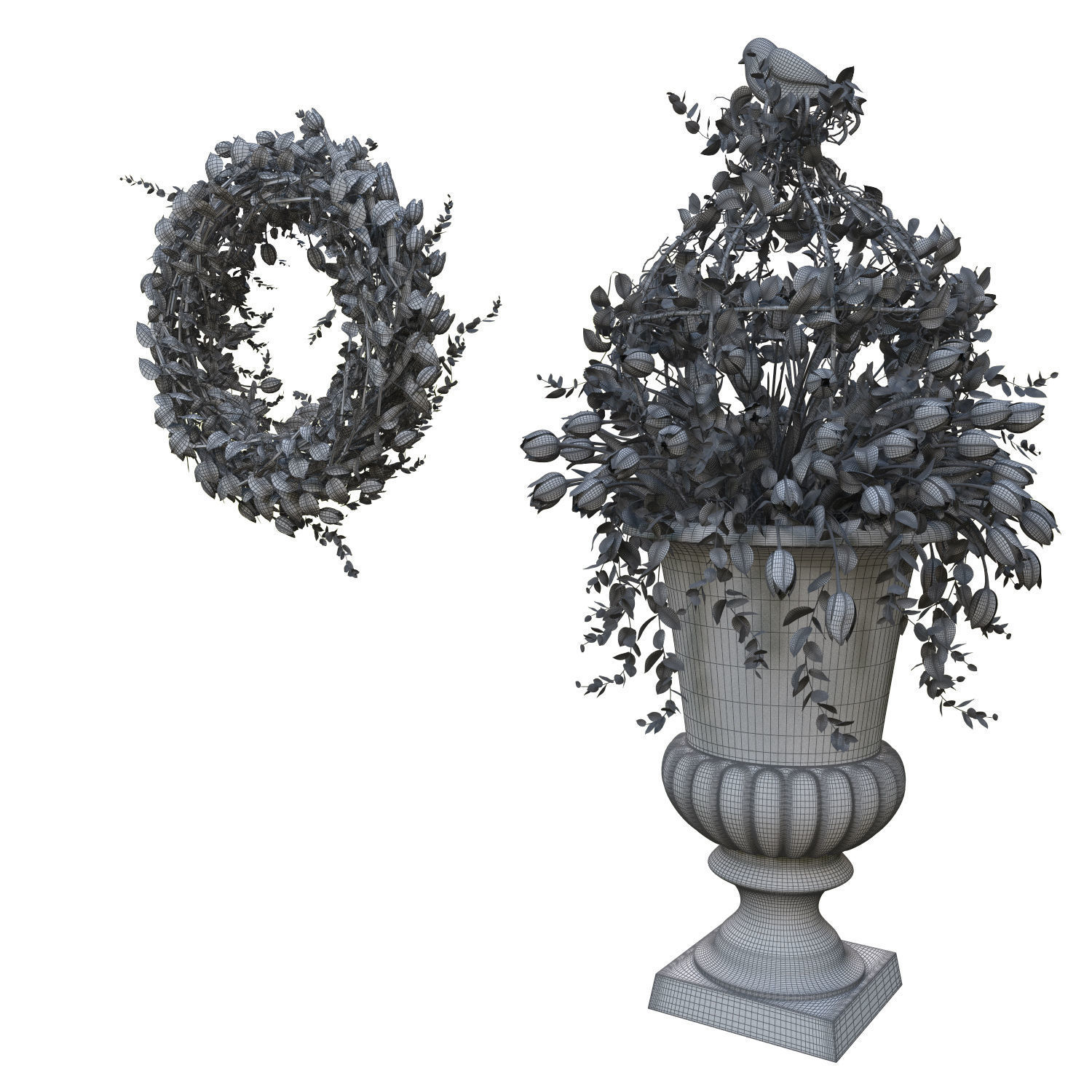 Vase with tulips and a wreath of tulips 02 3D model_9