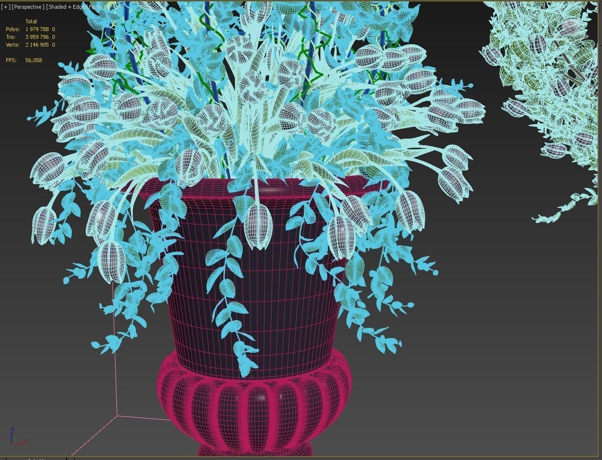 Vase with tulips and a wreath of tulips 02 3D model_19