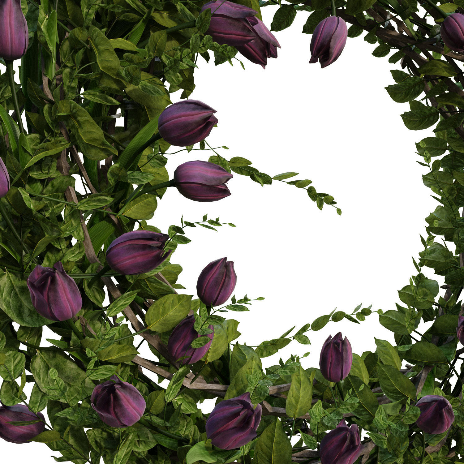 Vase with tulips and a wreath of tulips 02 3D model_6