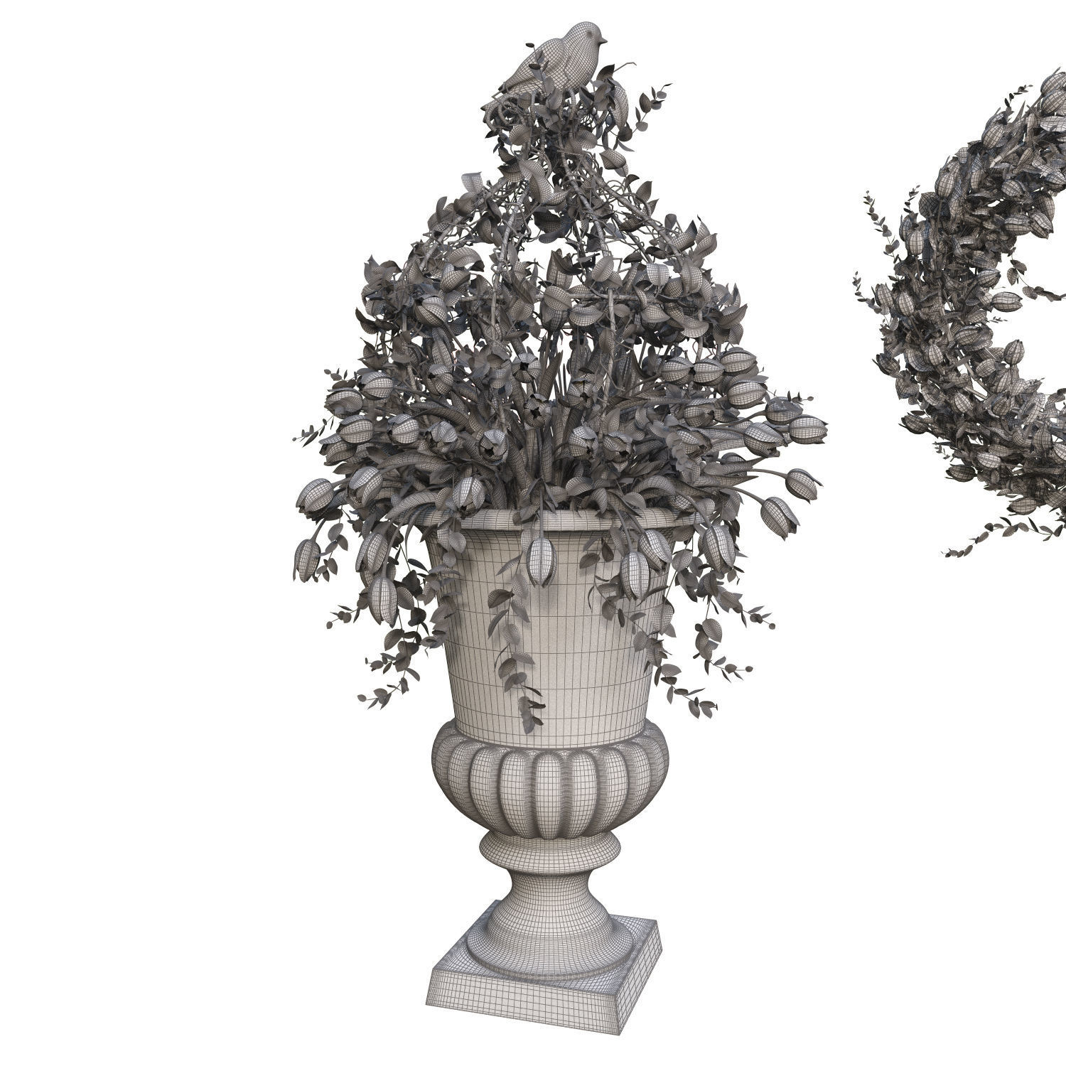 Vase with tulips and a wreath of tulips 02 3D model_10