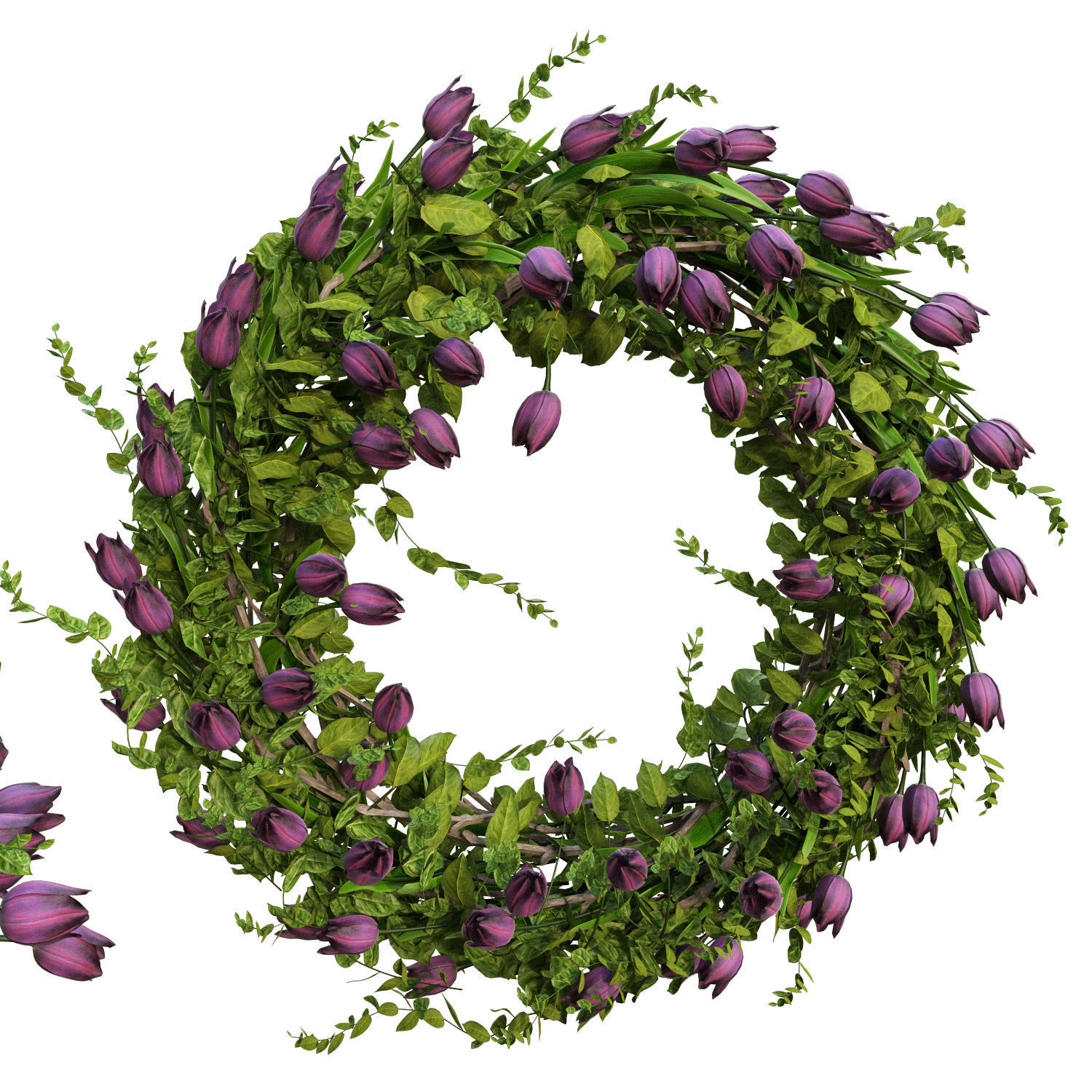 Vase with tulips and a wreath of tulips 02 3D model_2