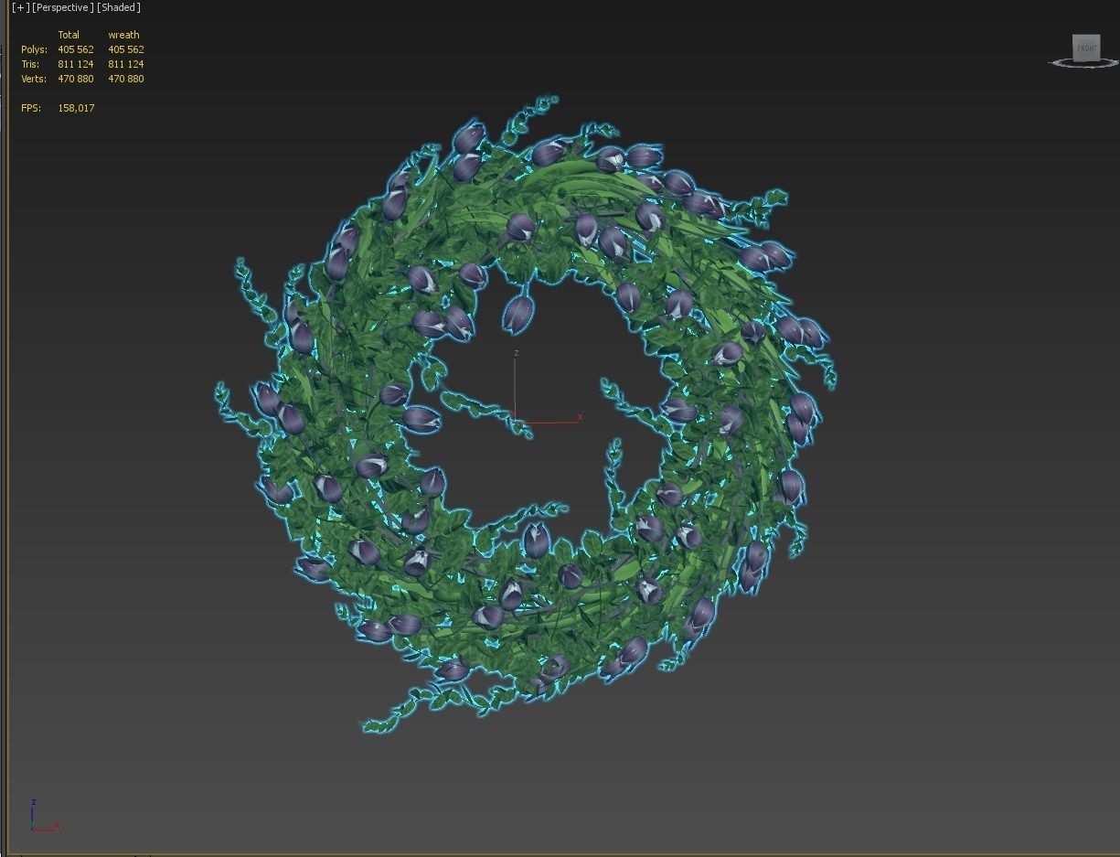 Vase with tulips and a wreath of tulips 02 3D model_17