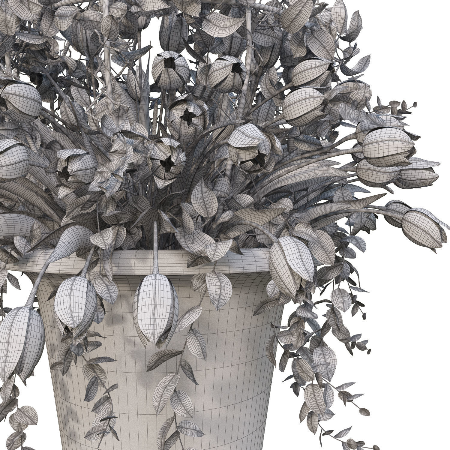 Vase with tulips and a wreath of tulips 02 3D model_11