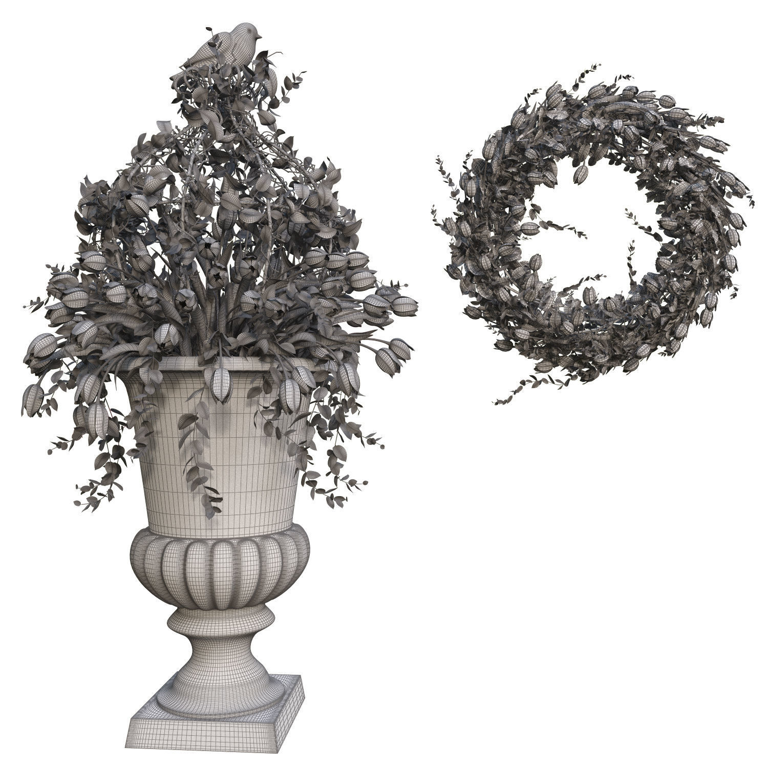 Vase with tulips and a wreath of tulips 02 3D model_7