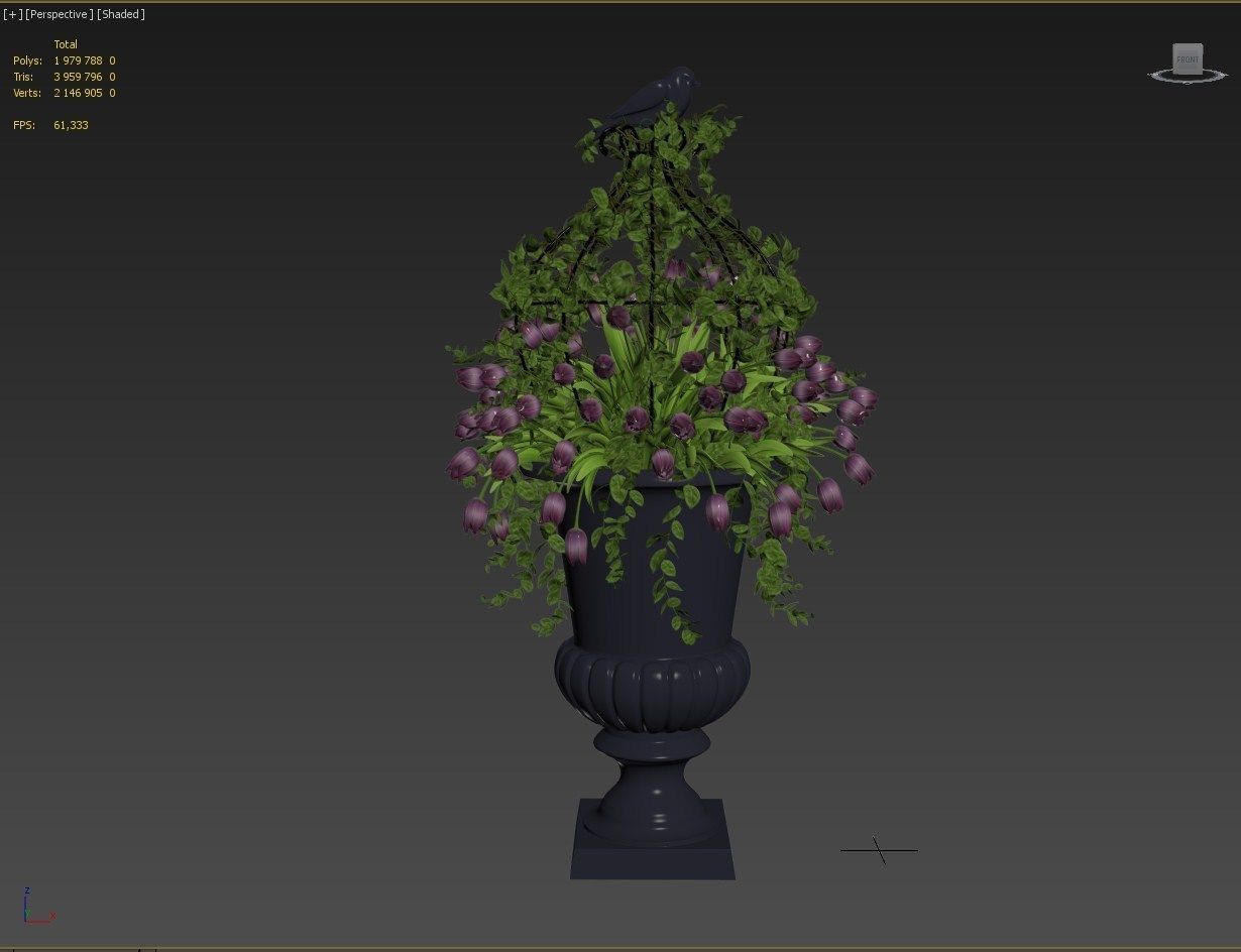 Vase with tulips and a wreath of tulips 02 3D model_16