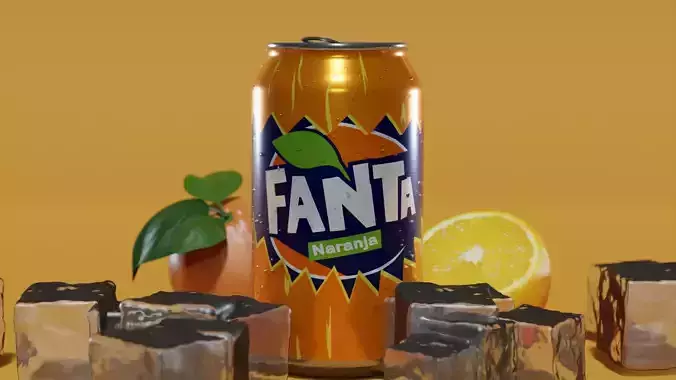 Photorealistic Fanta Can