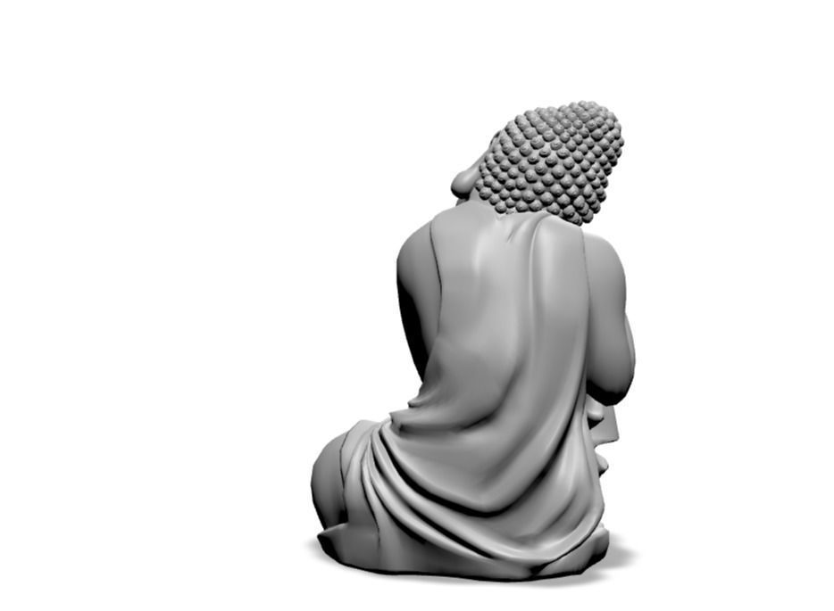 Sunjoy Brown Clay Decorative Buddha Garden Decor Statue Low-poly 3D model_3