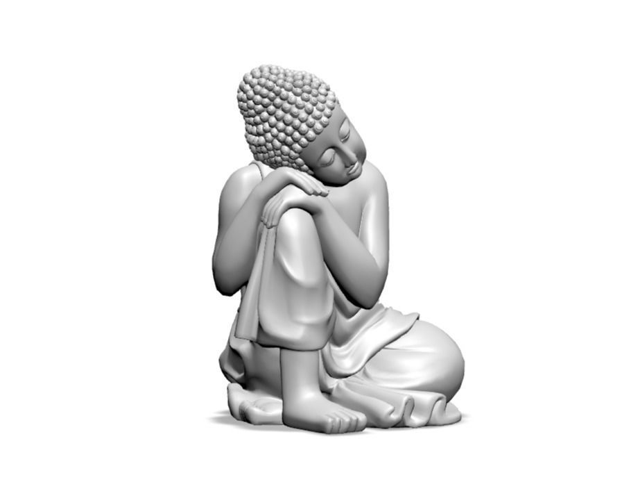 Sunjoy Brown Clay Decorative Buddha Garden Decor Statue Low-poly 3D model_1