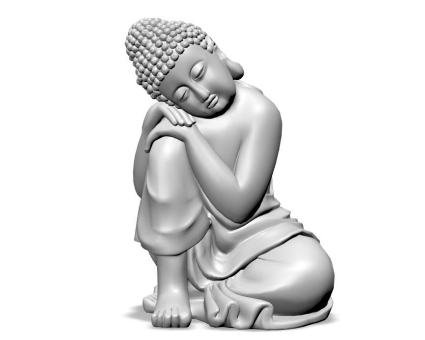 Sunjoy Brown Clay Decorative Buddha Garden Decor Statue Low-poly 3D model_4