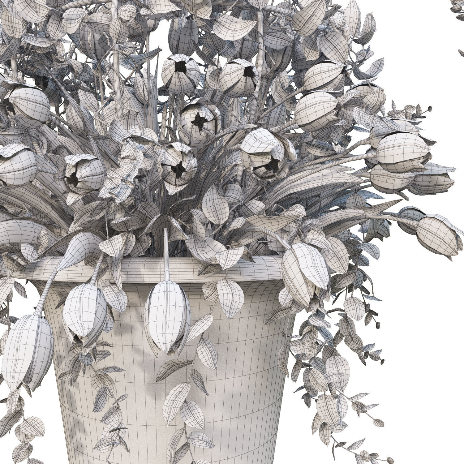 Vase with tulips and a wreath of tulips 03 3D model_13