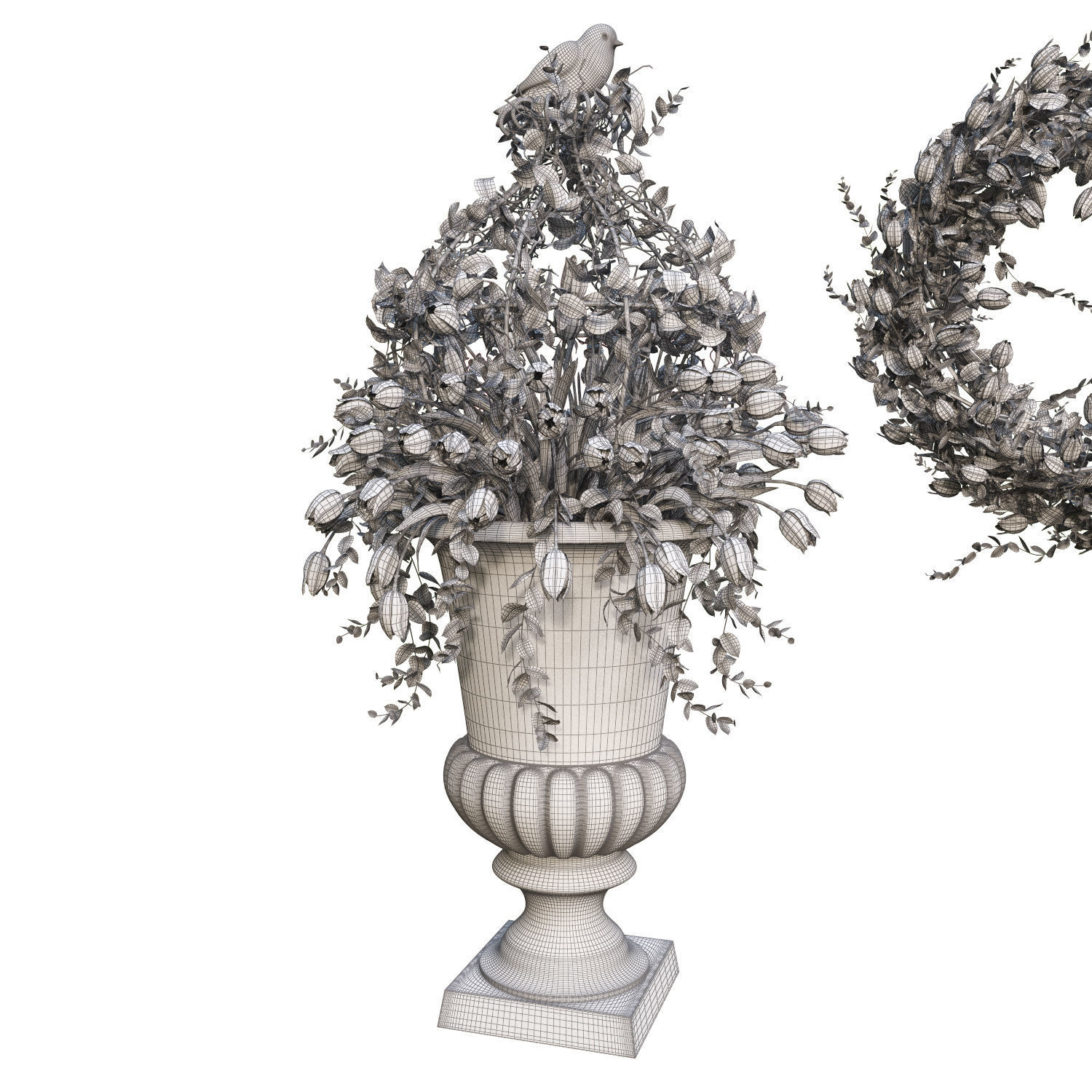 Vase with tulips and a wreath of tulips 03 3D model_10