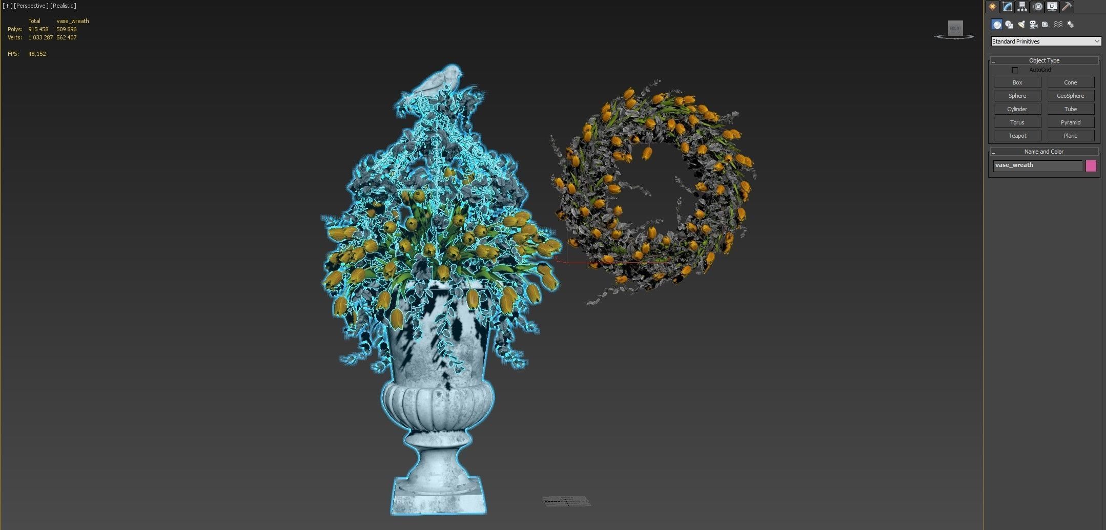 Vase with tulips and a wreath of tulips 03 3D model_21