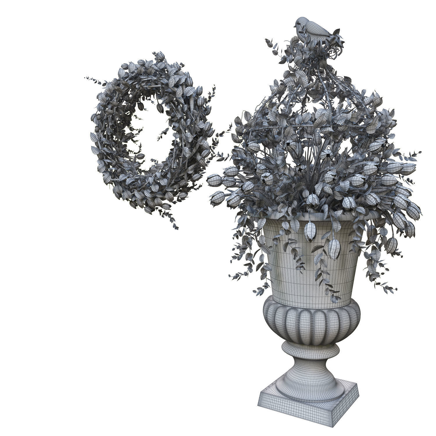 Vase with tulips and a wreath of tulips 03 3D model_8