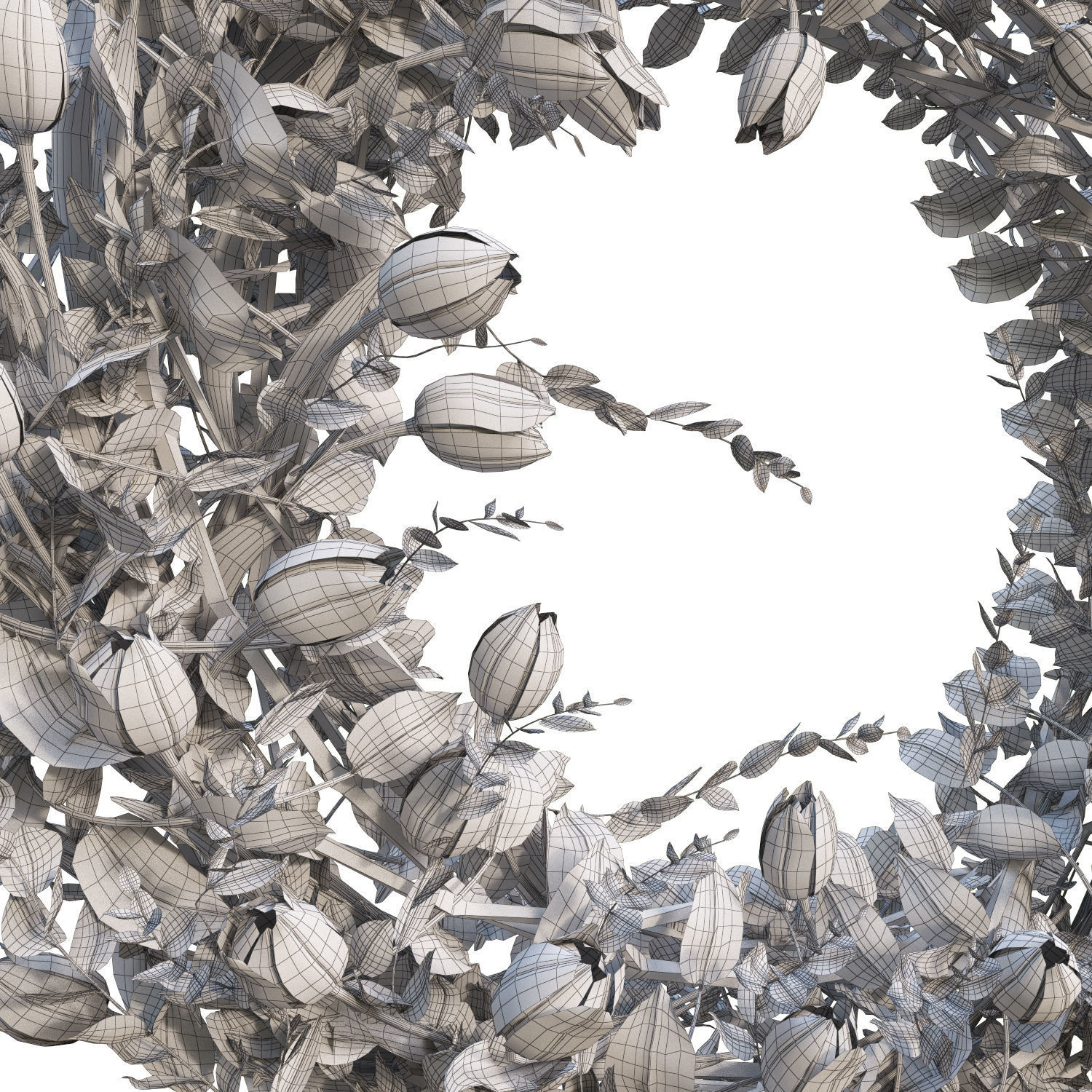 Vase with tulips and a wreath of tulips 03 3D model_12