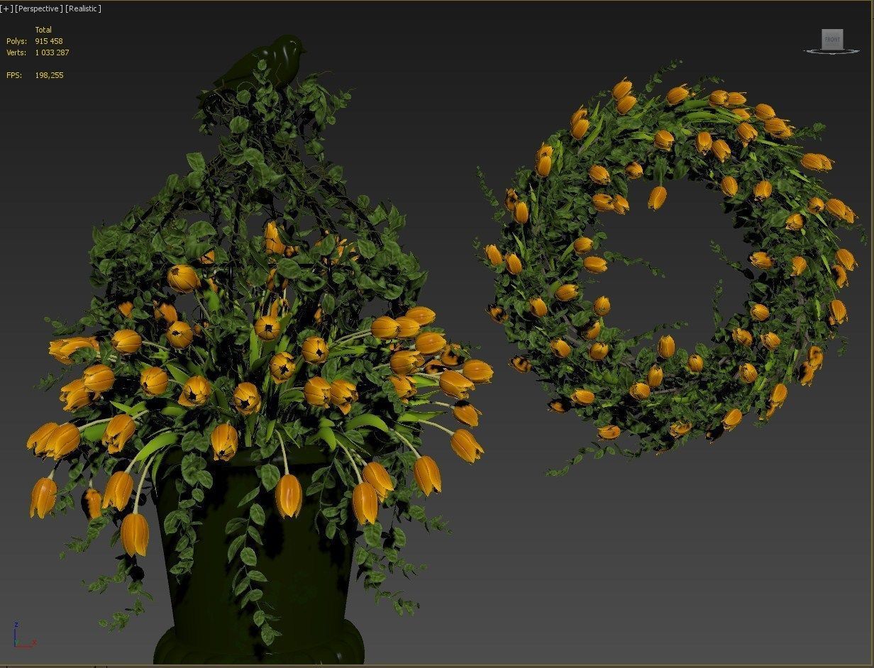 Vase with tulips and a wreath of tulips 03 3D model_14