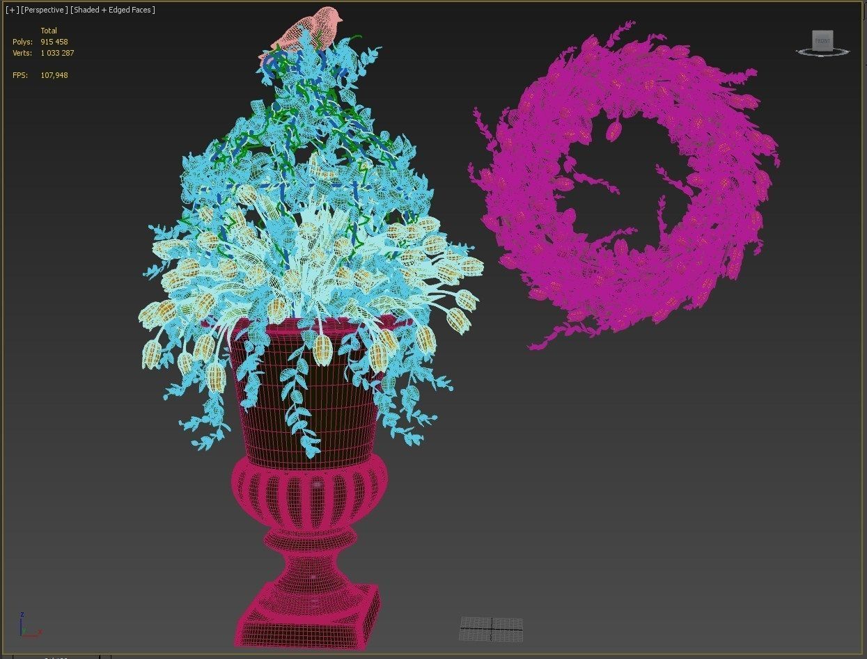 Vase with tulips and a wreath of tulips 03 3D model_17