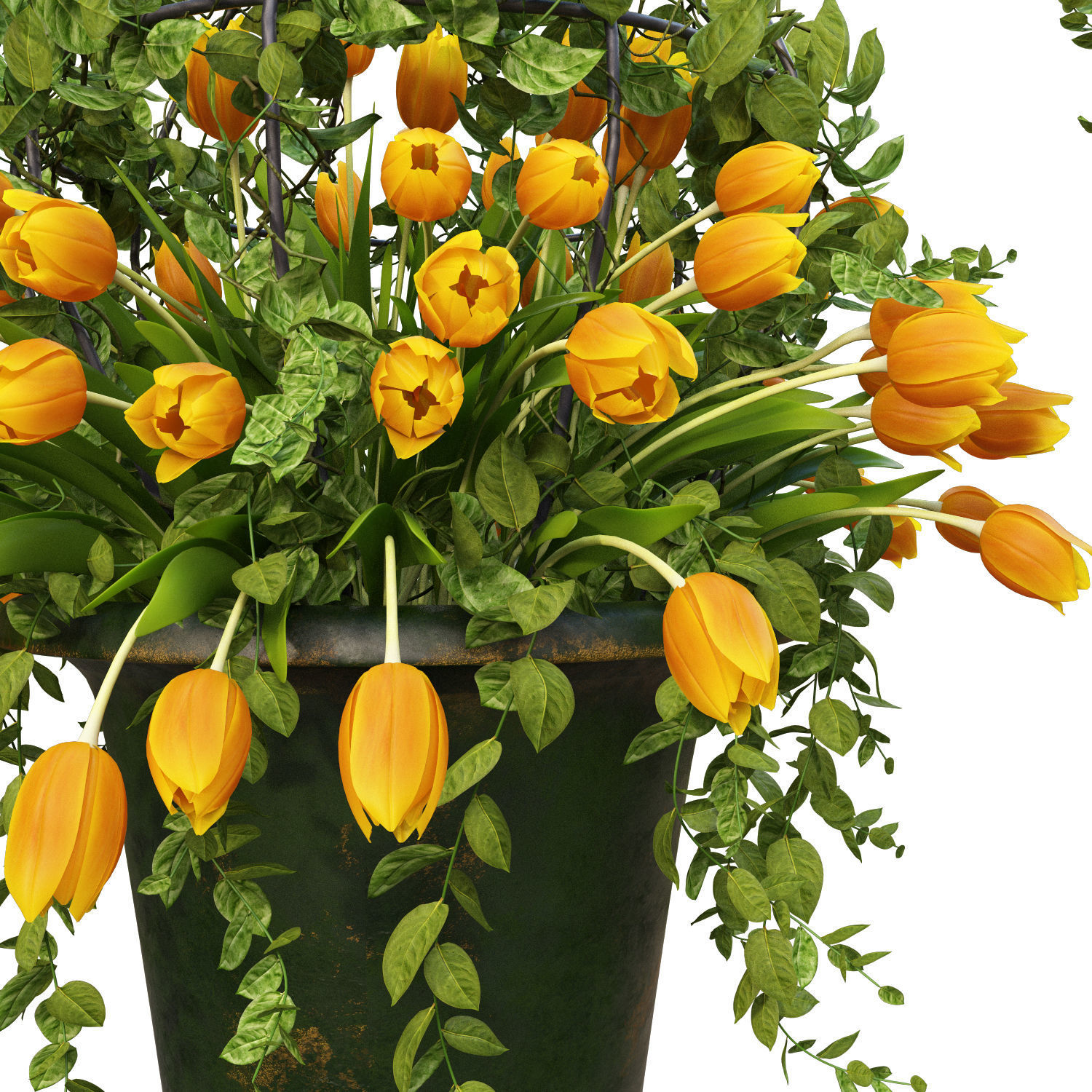 Vase with tulips and a wreath of tulips 03 3D model_5