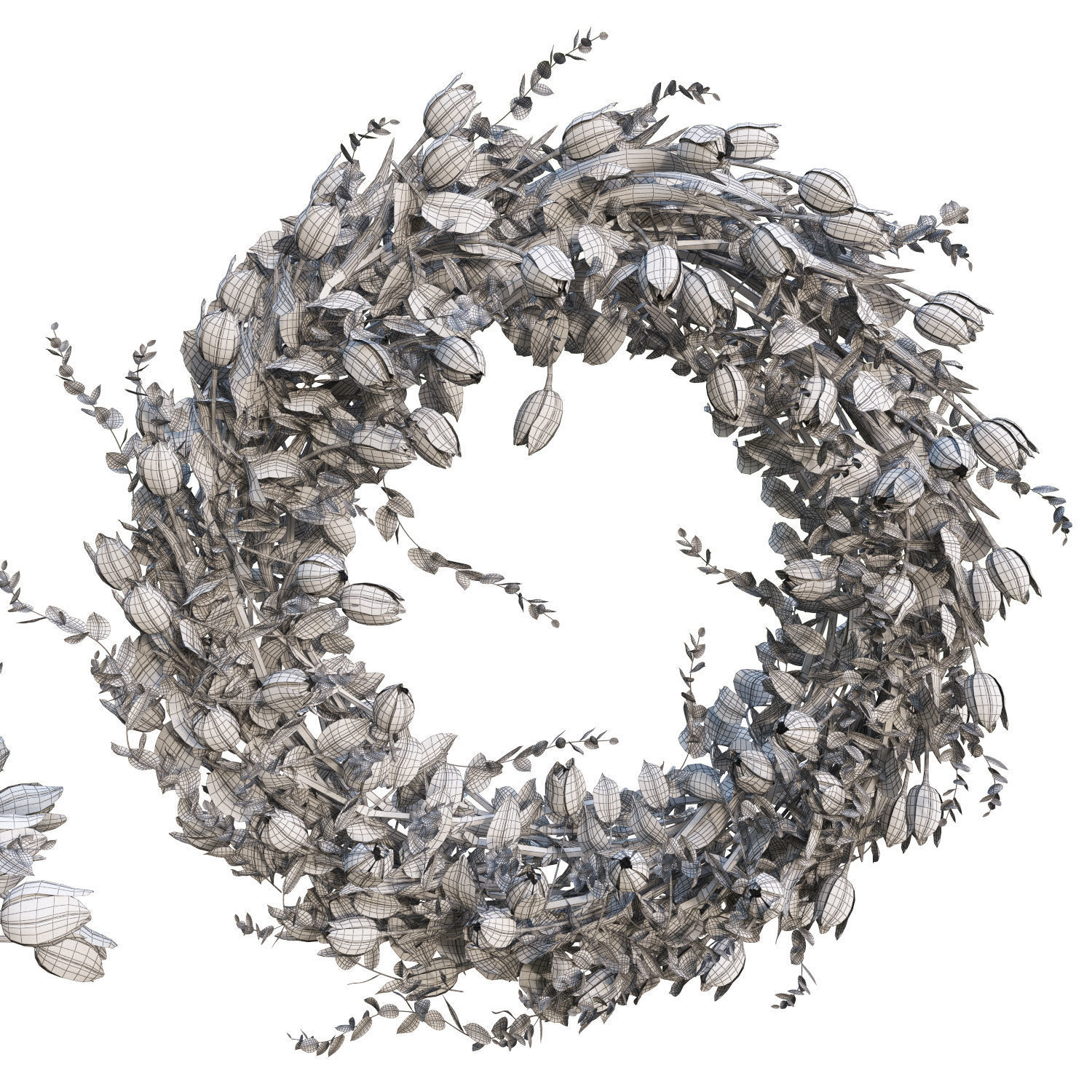 Vase with tulips and a wreath of tulips 03 3D model_9