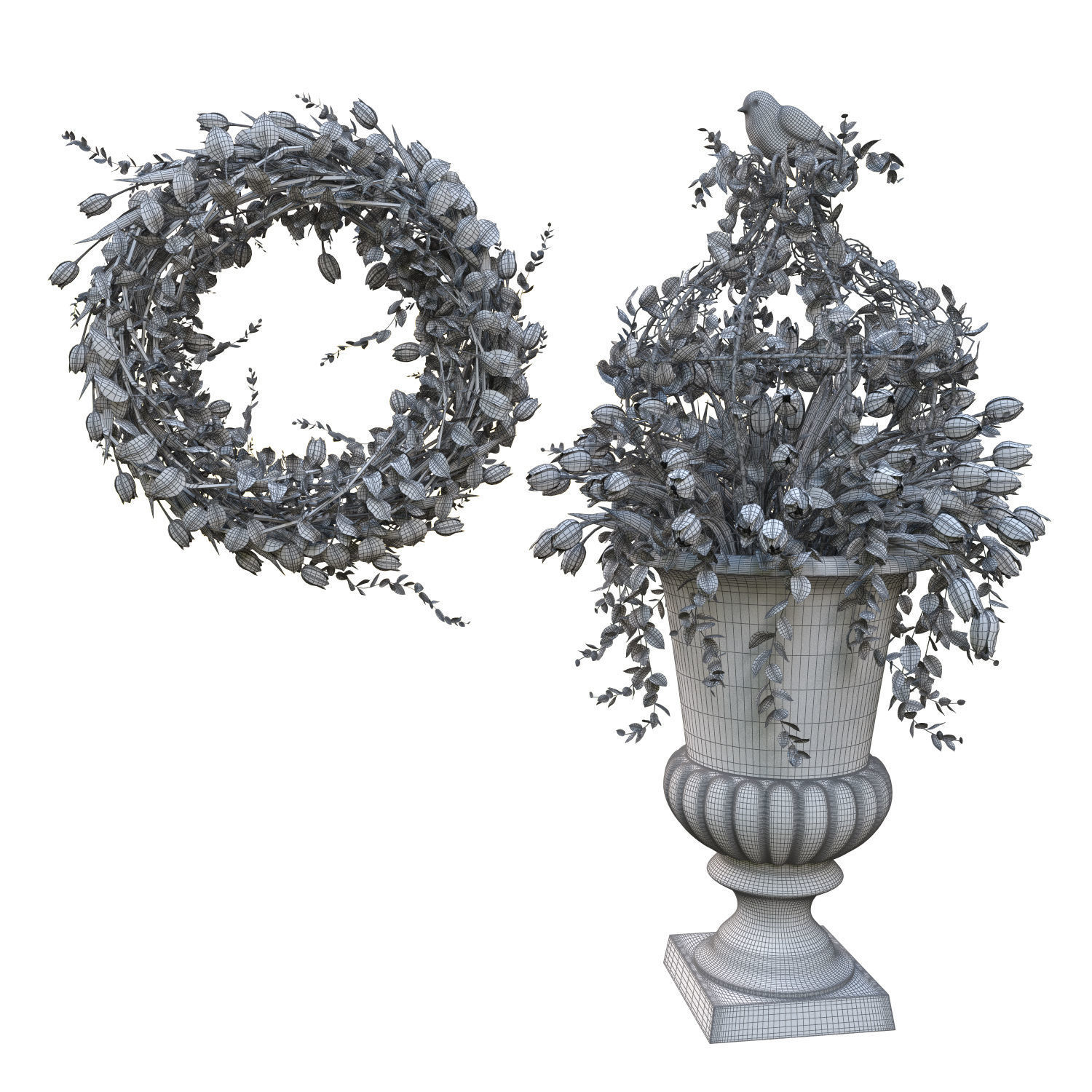 Vase with tulips and a wreath of tulips 03 3D model_7