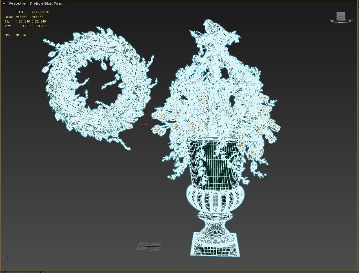 Vase with tulips and a wreath of tulips 03 3D model_20