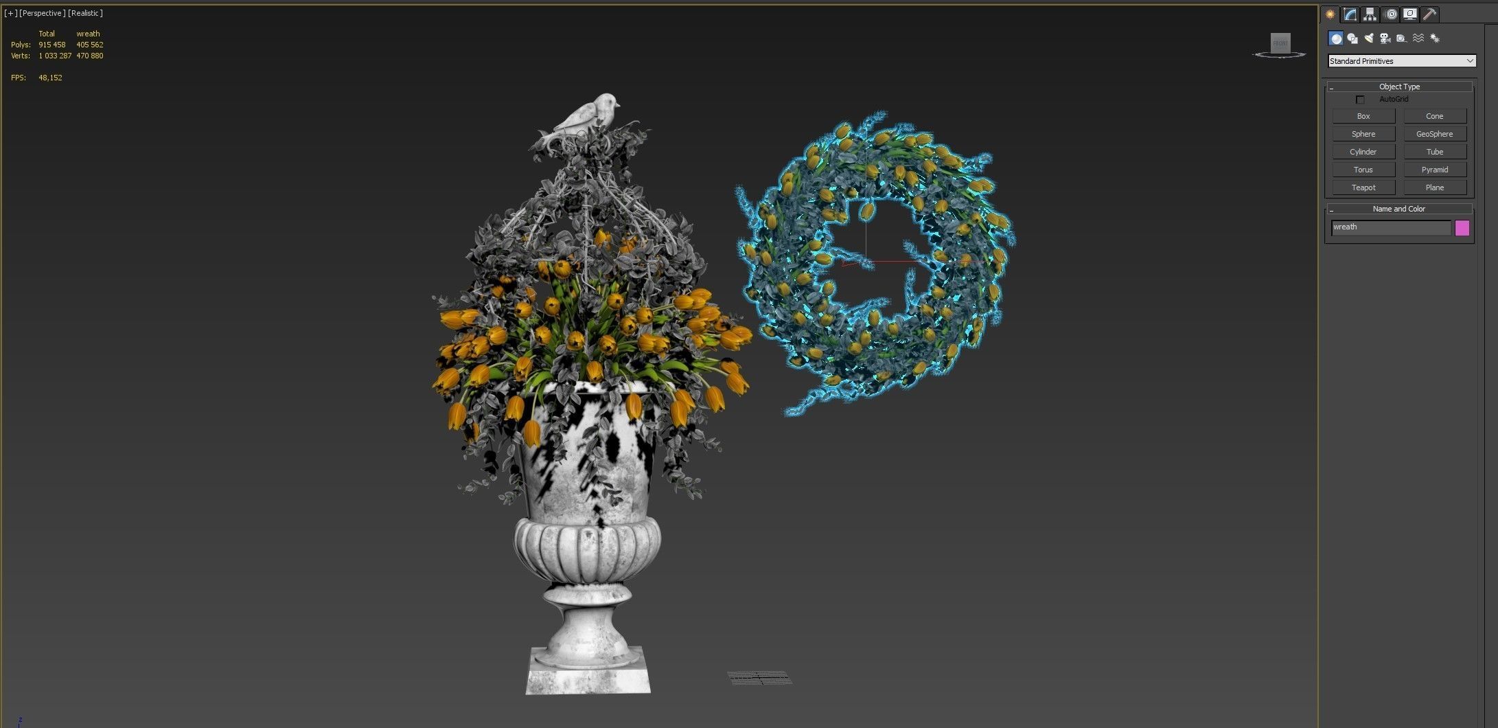 Vase with tulips and a wreath of tulips 03 3D model_22