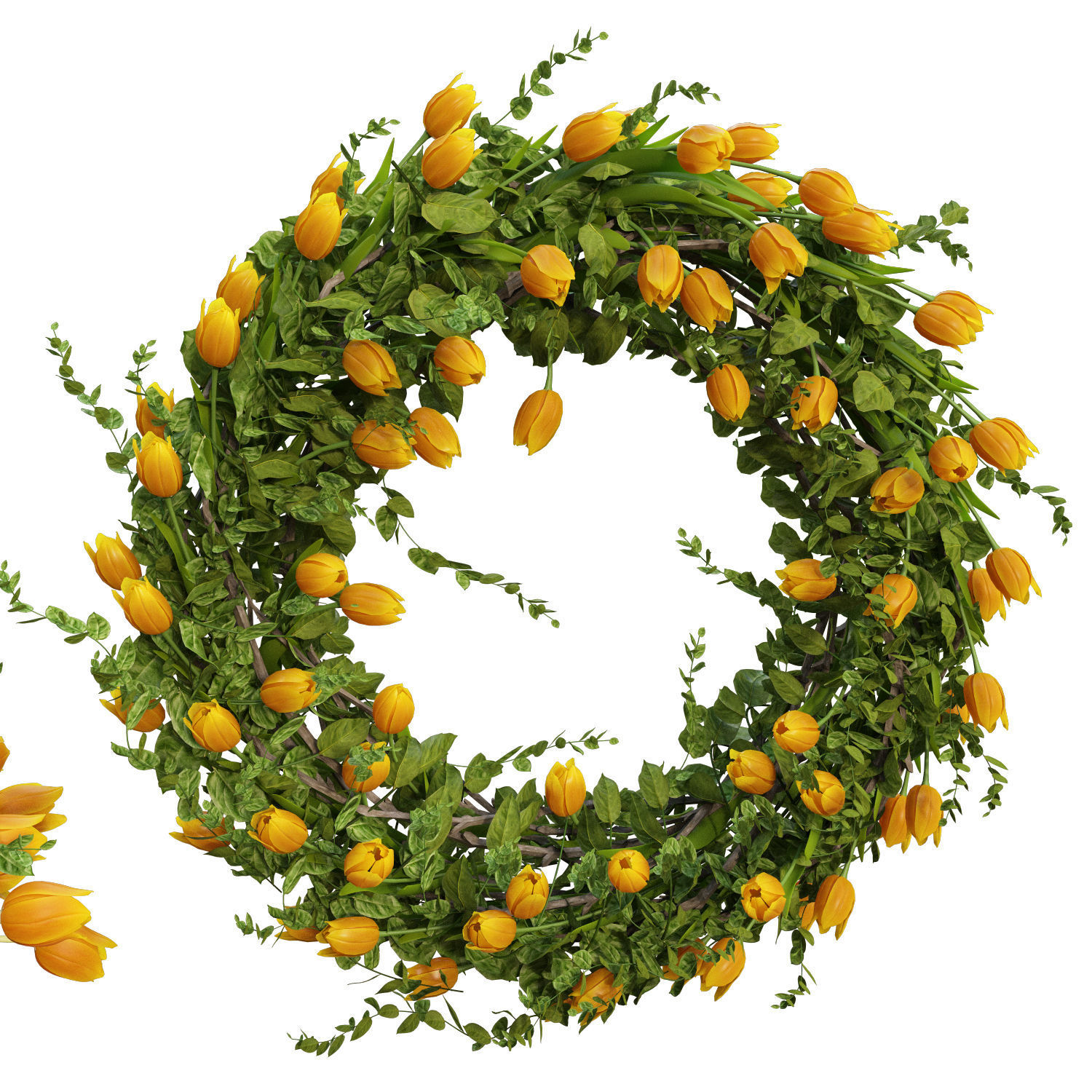 Vase with tulips and a wreath of tulips 03 3D model_2