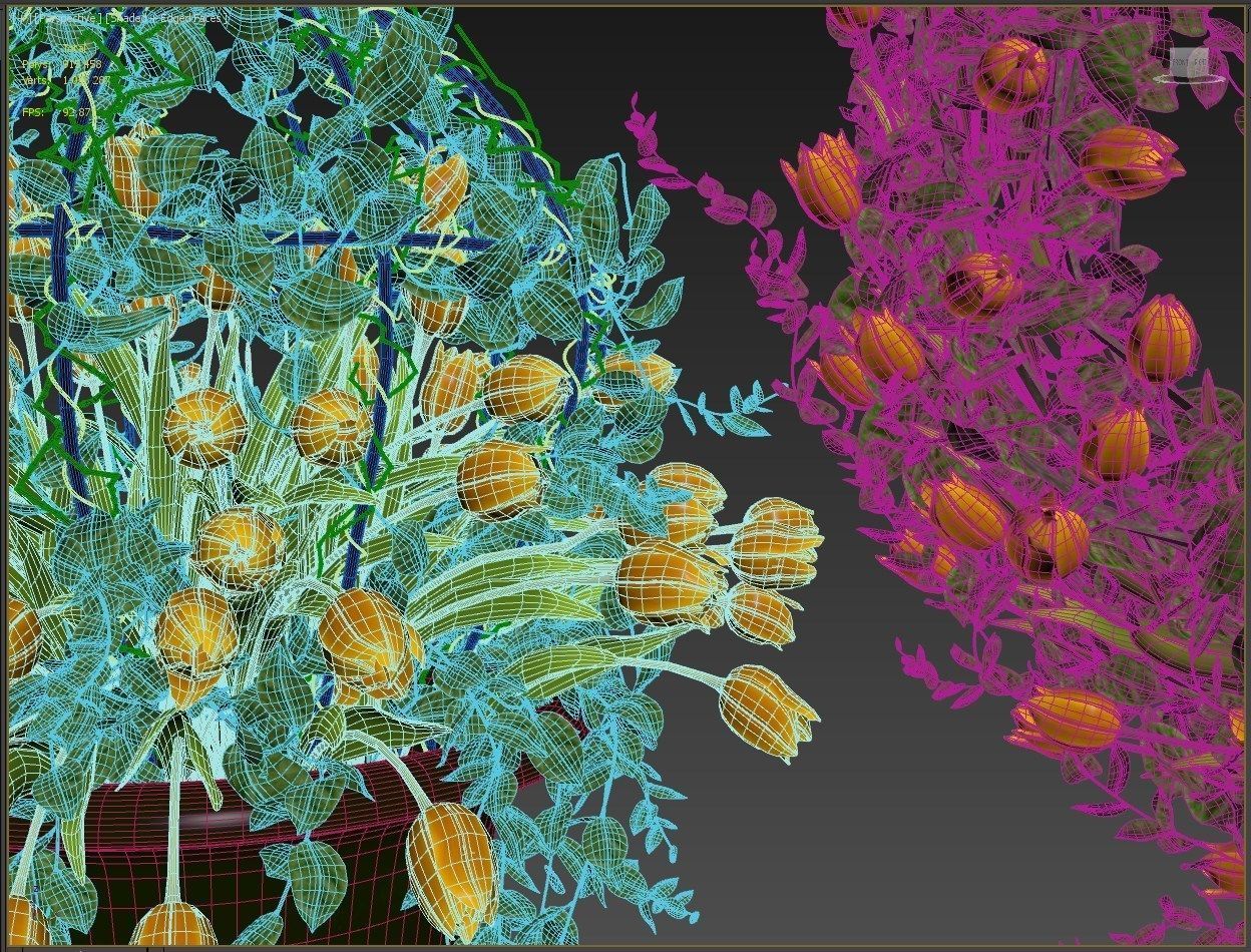 Vase with tulips and a wreath of tulips 03 3D model_16