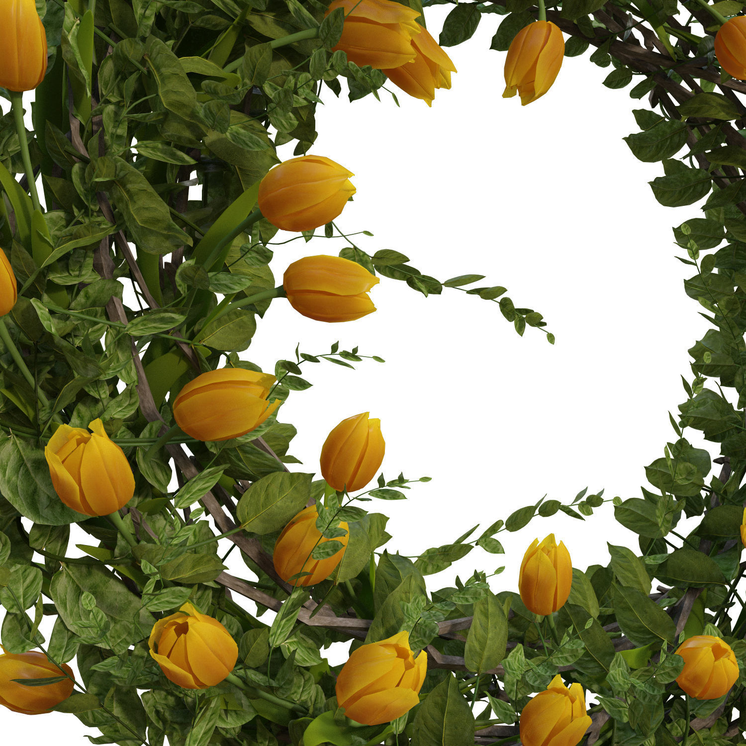 Vase with tulips and a wreath of tulips 03 3D model_6