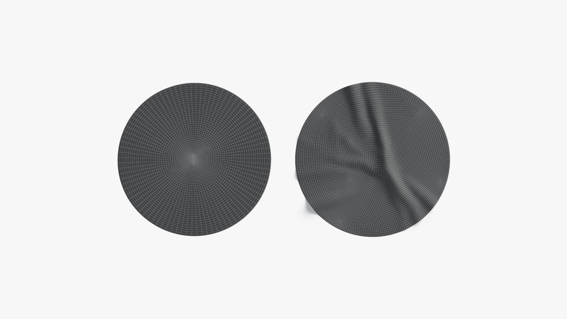Two White Round Stickers - smooth and rugose glued label Low-poly 3D model_6