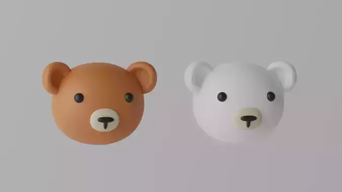 Cartoon Cute Bear Head 3D model