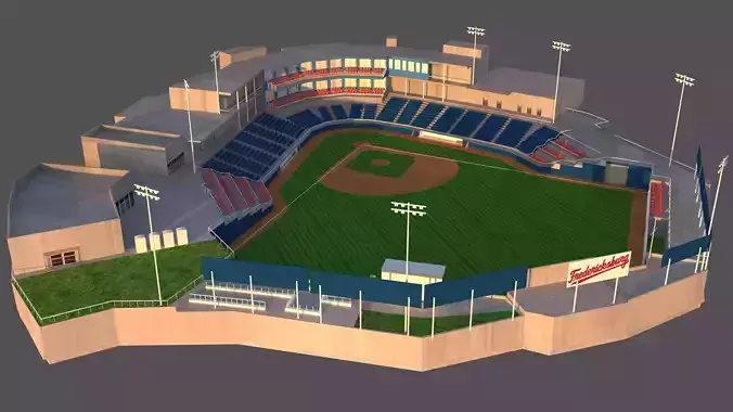 baseball stadium  Low-poly 3D model