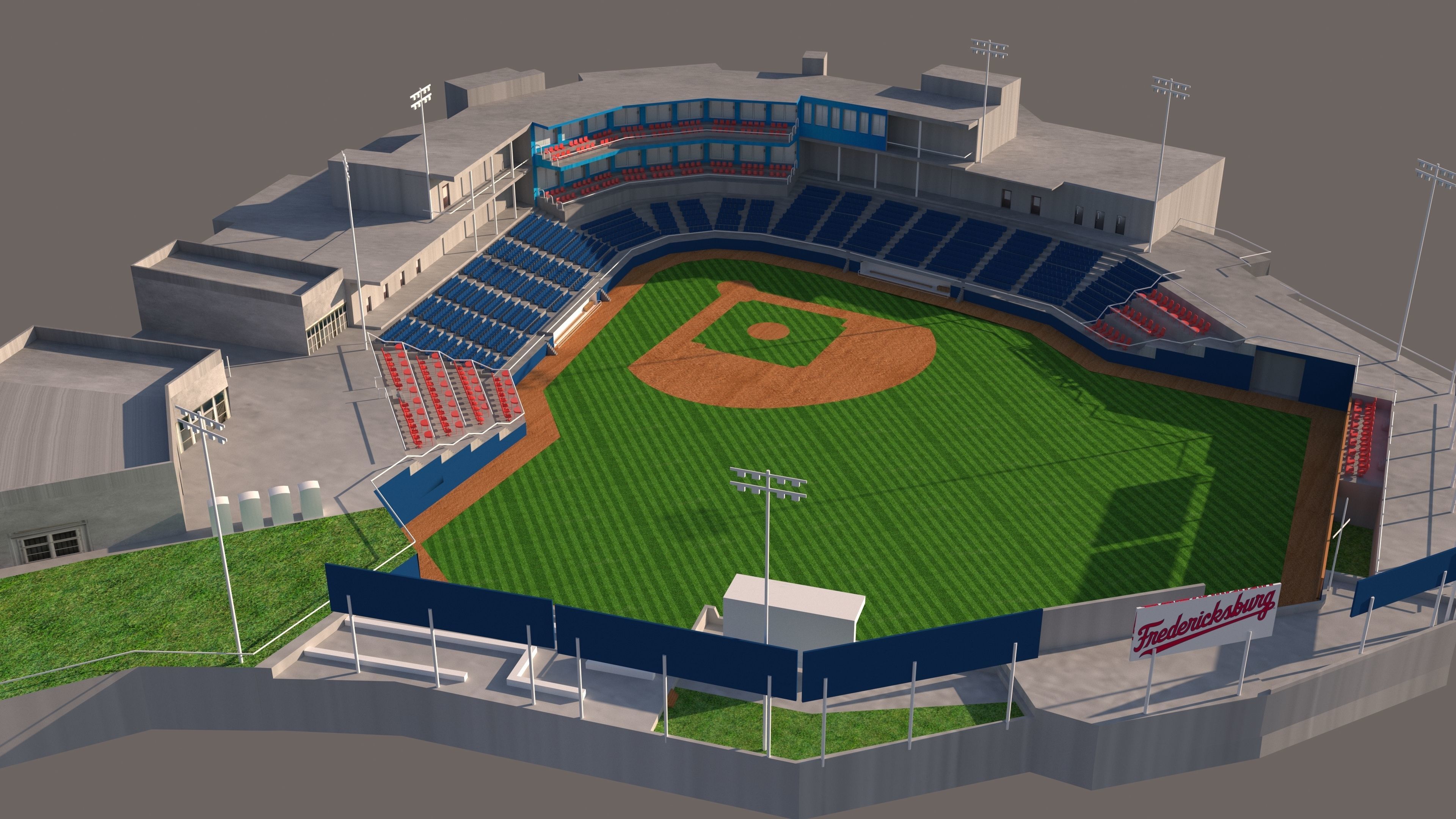 baseball stadium Low-poly 3D model_5