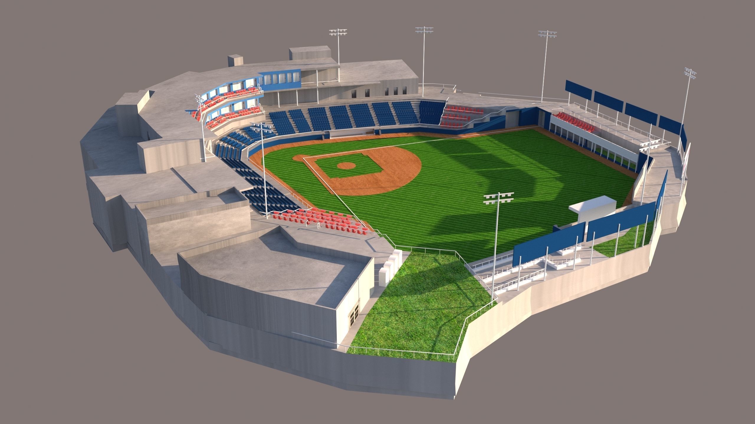 baseball stadium Low-poly 3D model_2